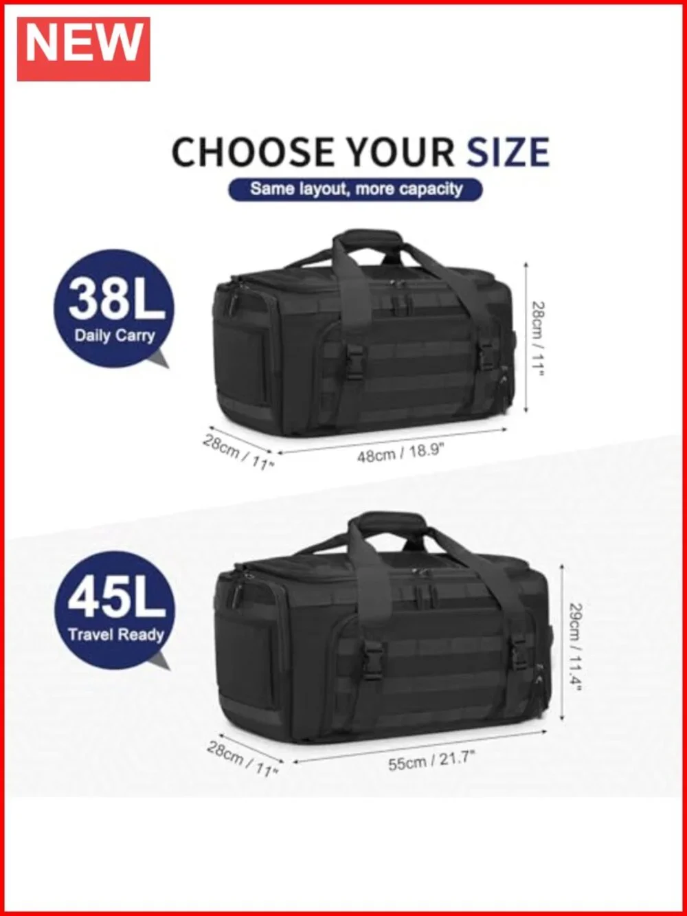 38L Convertible Duffel Backpack with Laptop Sleeve, Wet Pockets & Insulated